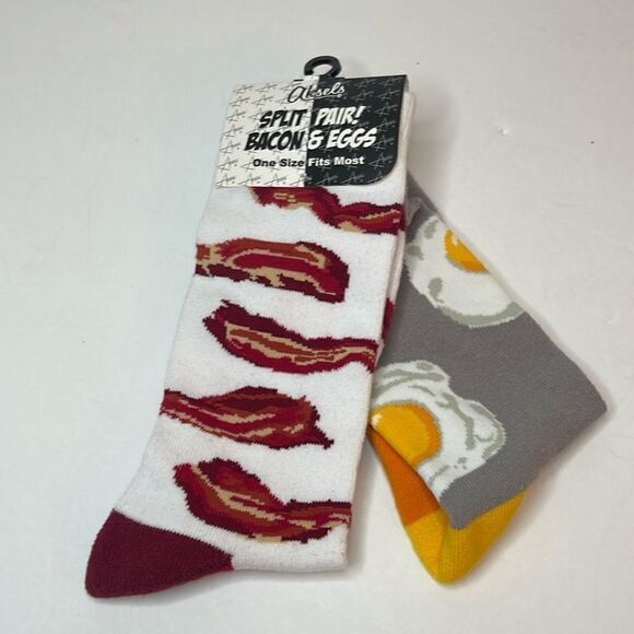 AKSELS Split Pair Bacon and Eggs Socks *NEW* - Picture 2 of 7